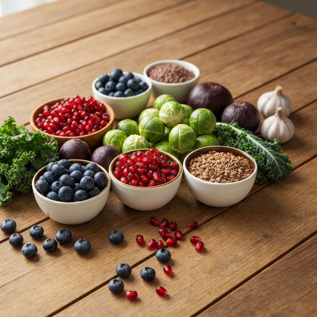 Makanan kaya antioksidan: blueberry, pomegranate, sayuran gelap