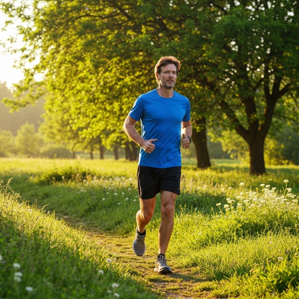 Pria sehat berolahraga di alam